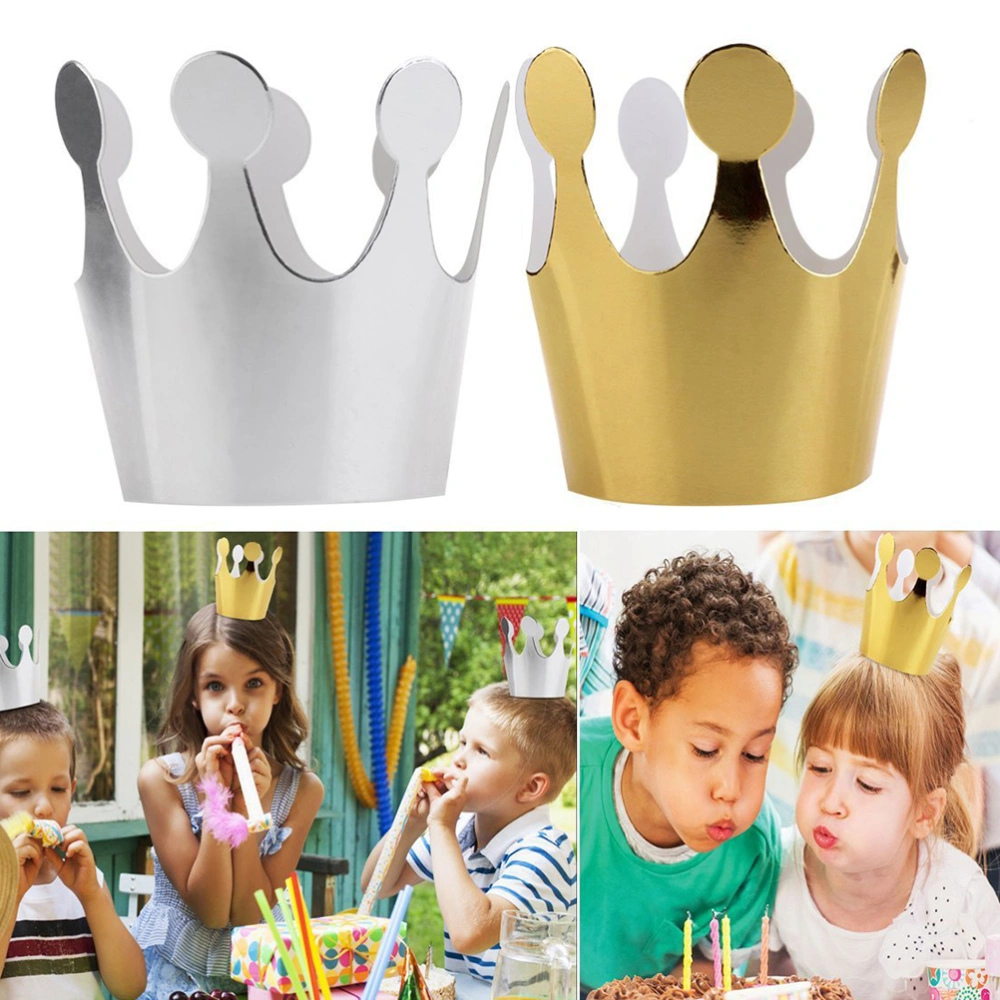 12PCS Paper Crown Hats Birthday Crowns for Kids Party Decorations (Golden/Silver)