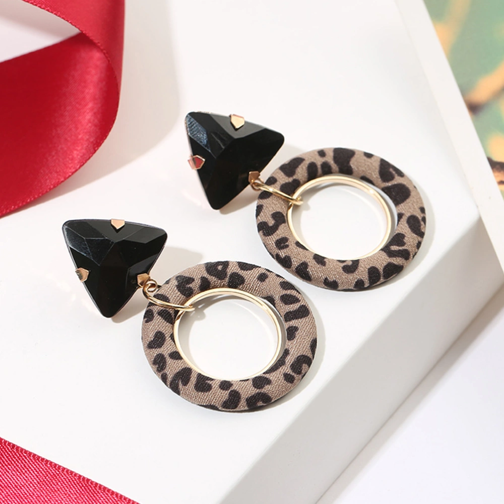 2 Pairs Retro Leopard Round Earrings Exaggerated Stylish Ear Drop Personalized Leopard Ear Rings