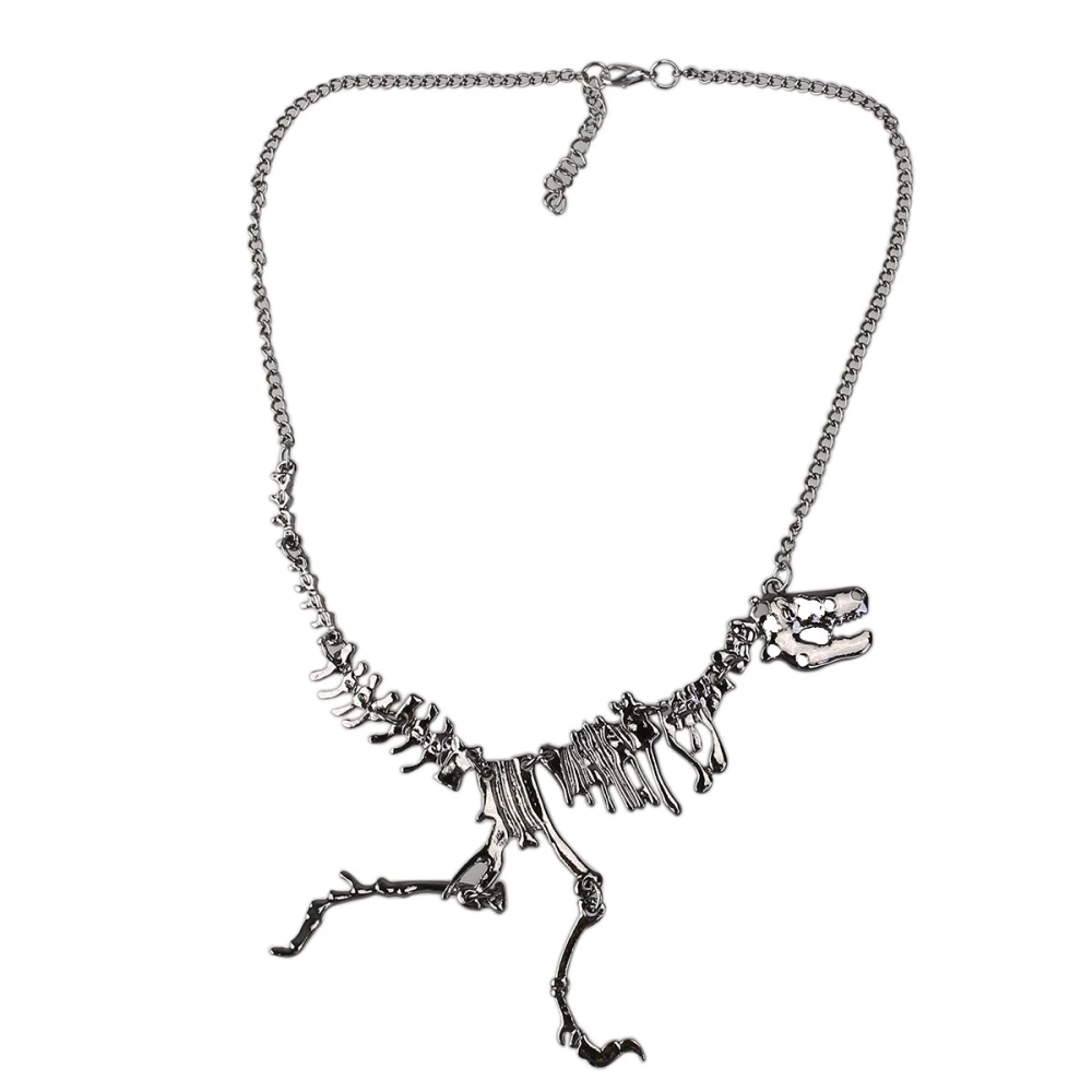 Punk Gothic Adjustable Dinosaur Skeleton Alloy Necklace Chain (Black)