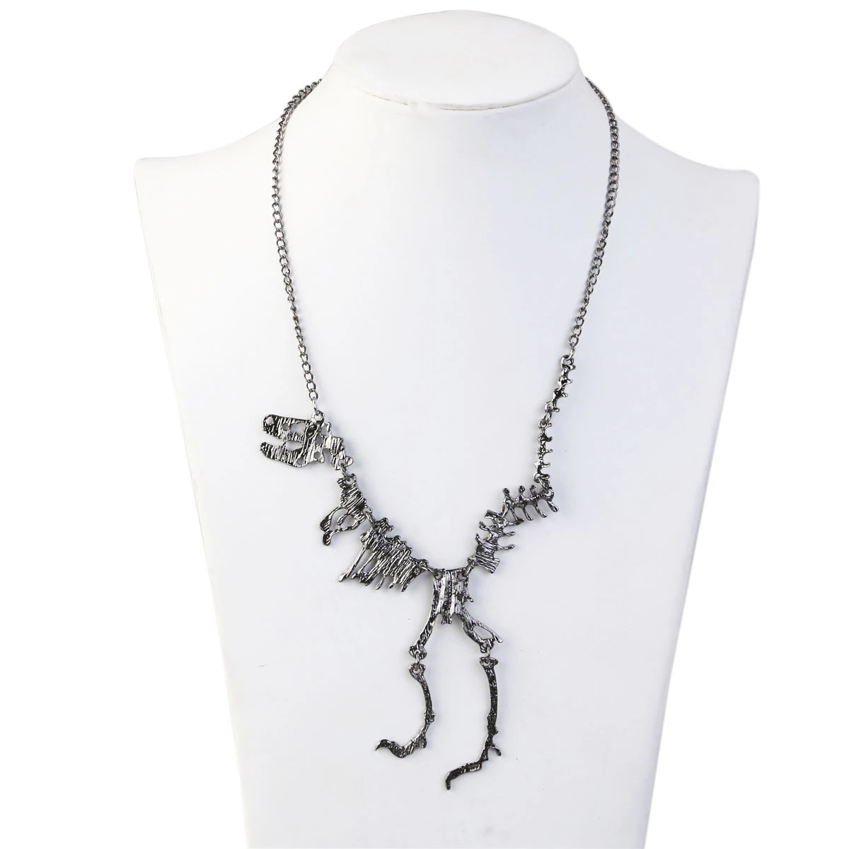 Punk Gothic Adjustable Dinosaur Skeleton Alloy Necklace Chain (Black)