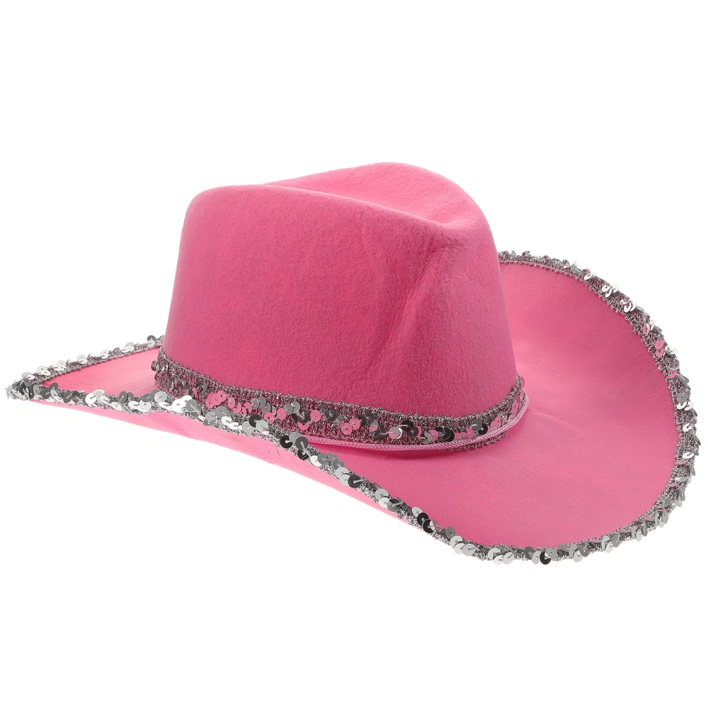 Western Cowboy Hat Pink Cowgirl Hat Party Cosplay Hat Props Dress Up Costume Accessory