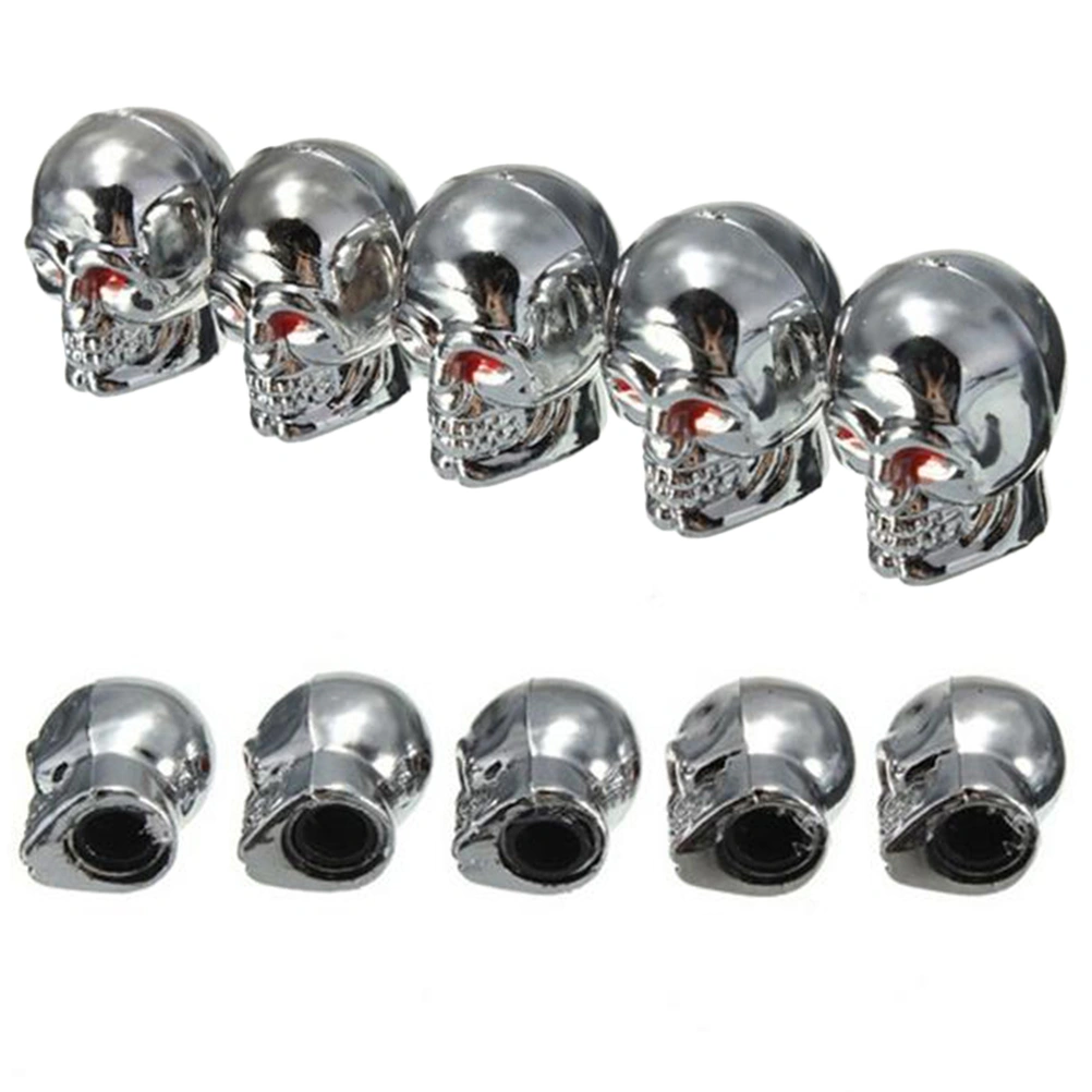 12pcs Fashion Skull Tyre Air Stem Caps Dust Cover for Bike Car Truck (Silver)