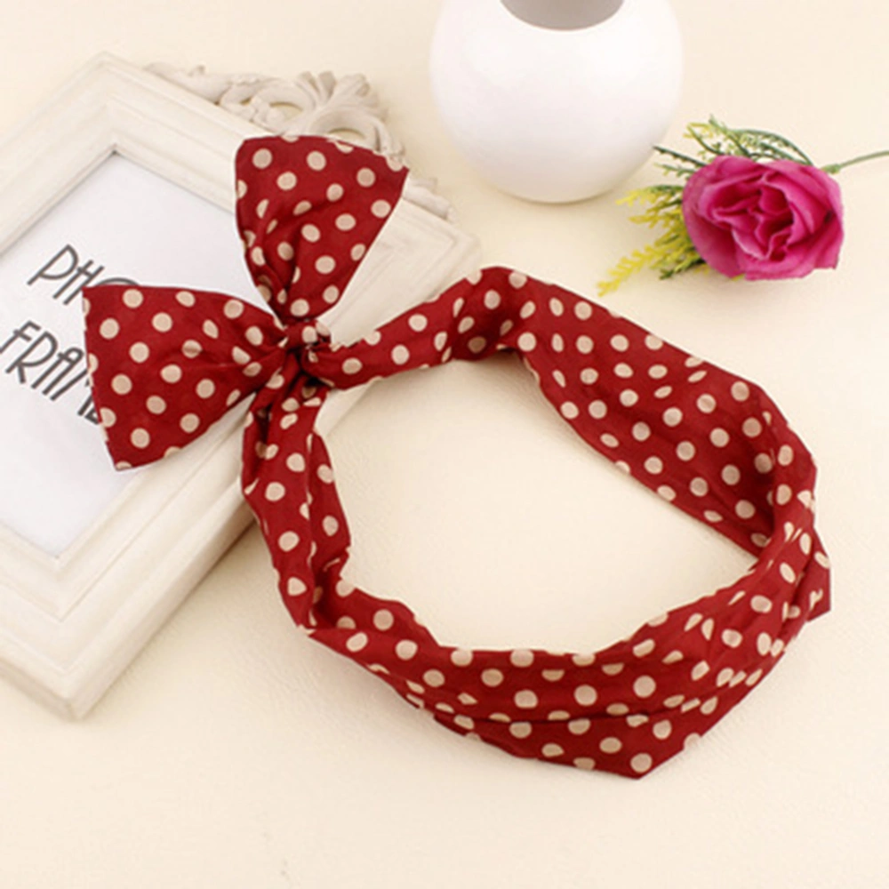 6pcs Bow Wire Headband Bowknot Polka Dot Stripe Wire Hair Holders Band Wrap for Women and Girls (Random Color)