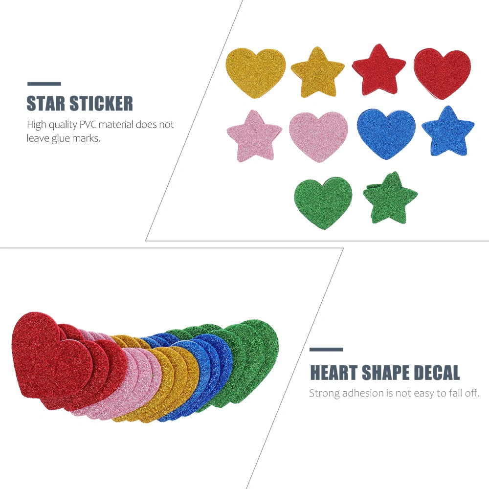 10 Bags Heart Star Shaped Stickers Self-Adhesive Stickers Decorative DIY Decals