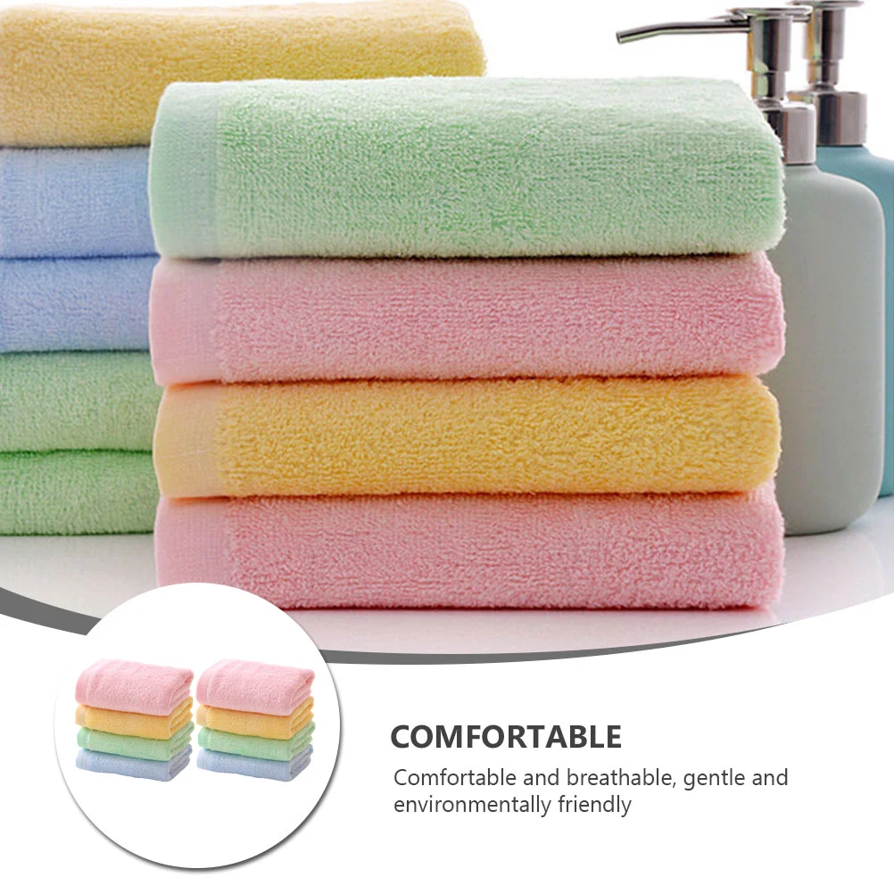 8Pcs Absorbent Towels Face Washing Towels Washcloth Kids Face Towels