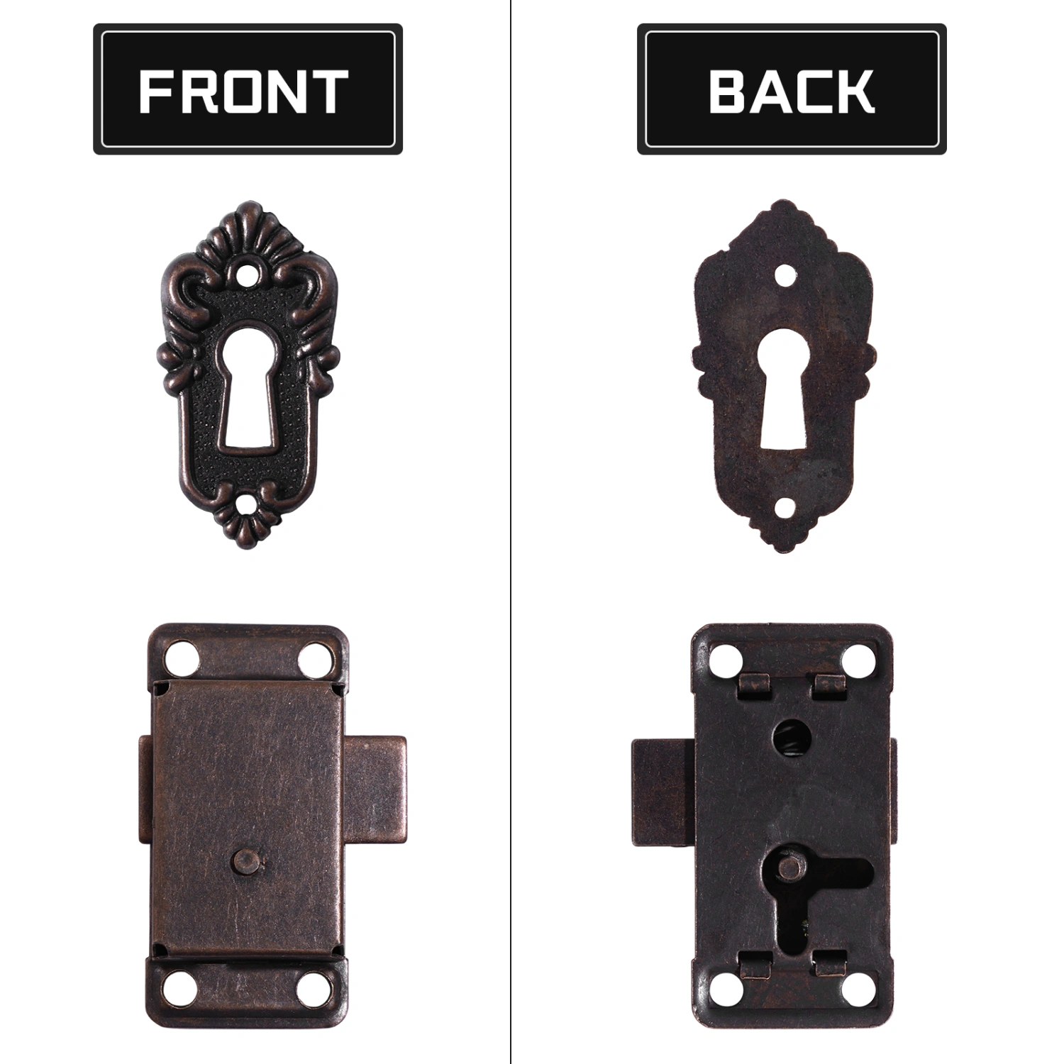Yardwe 2pcs Retro Cabinet Locks Antique Jewelry Box Latches Decorative Locks