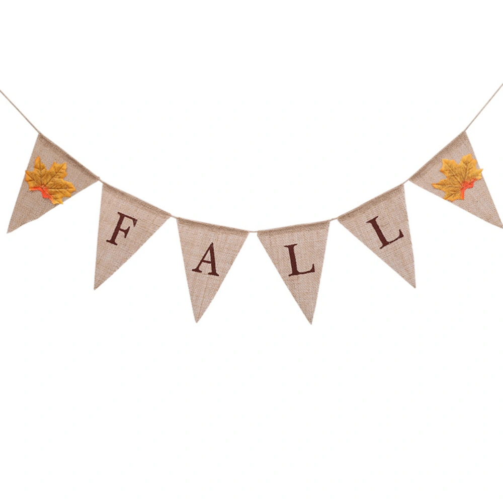 Fall Bunting Banner Decorative Maple Leaf Decor Burlap Banner Party Supplies for Thanksgiving