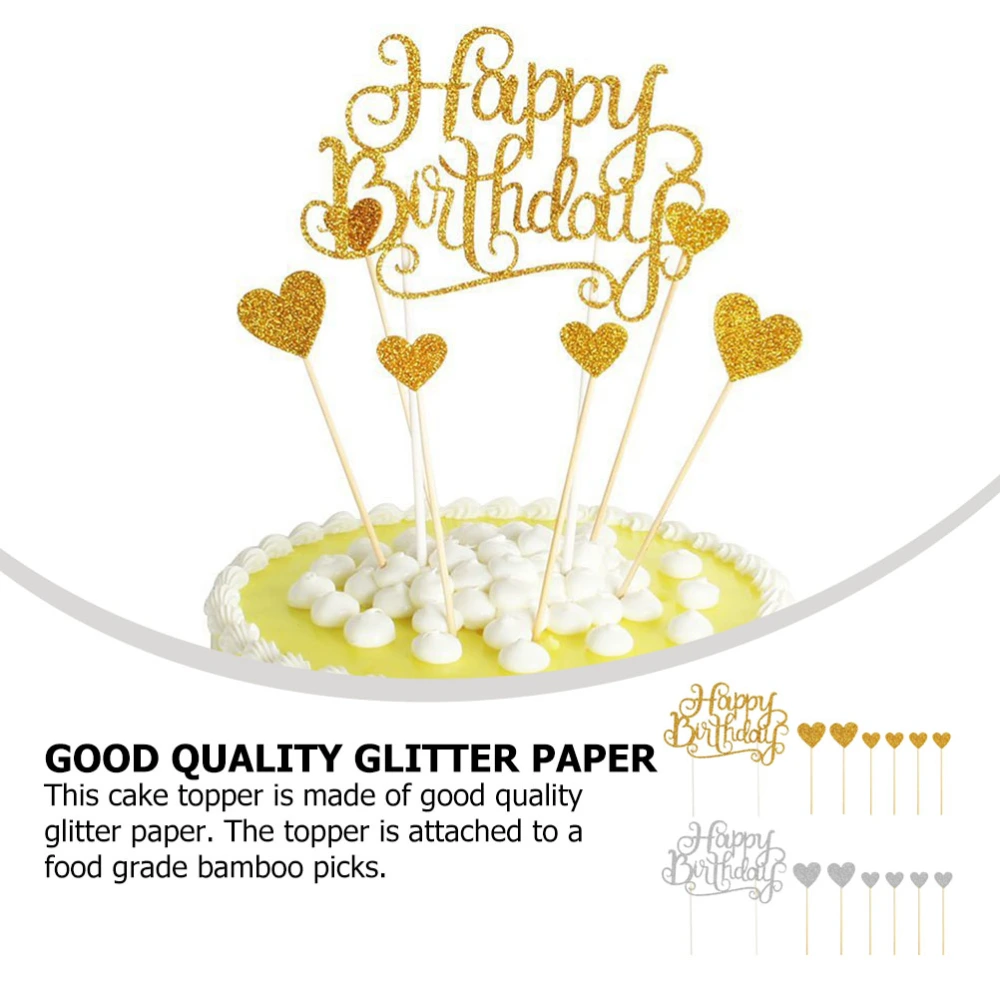 4 Packs Glitter Cake Toppers Cake Inserting Cards Dessert Decors