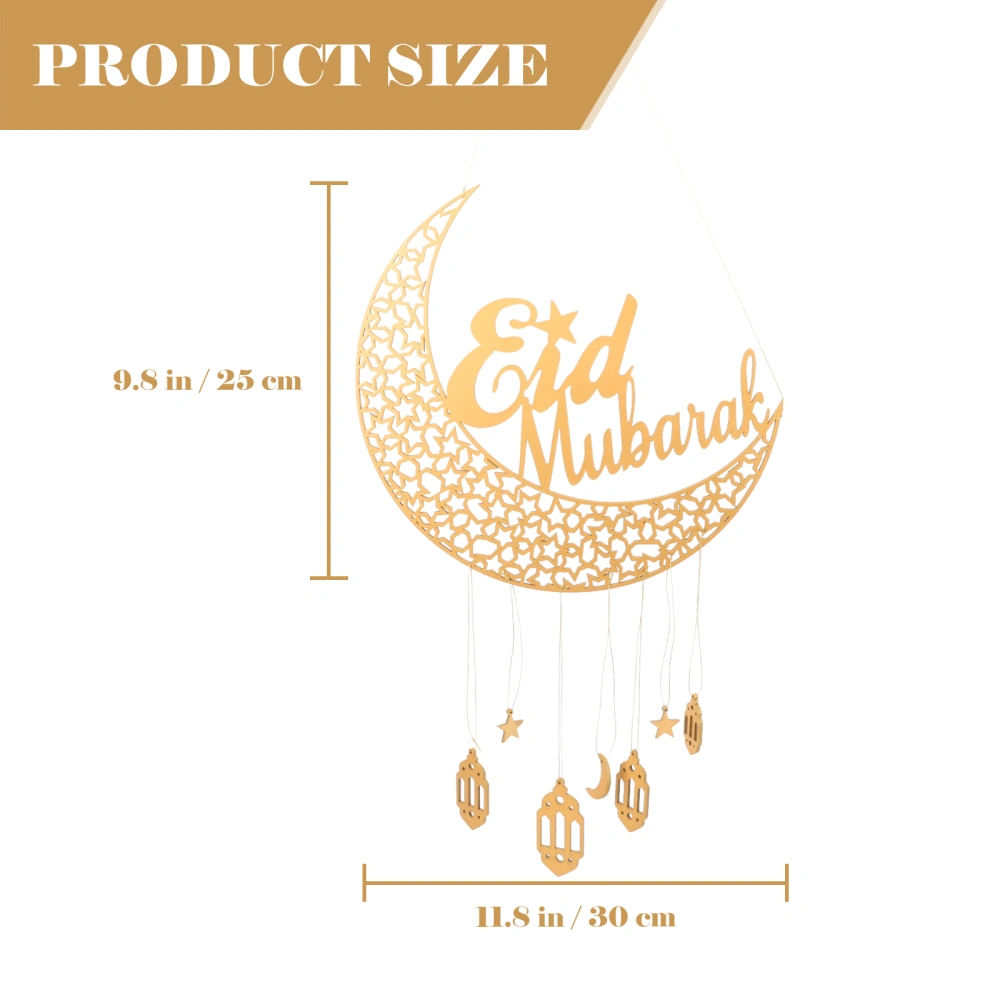 Wooden Eid Festival Hanging Ornament Rustic Style Home Ornament Festival Supply