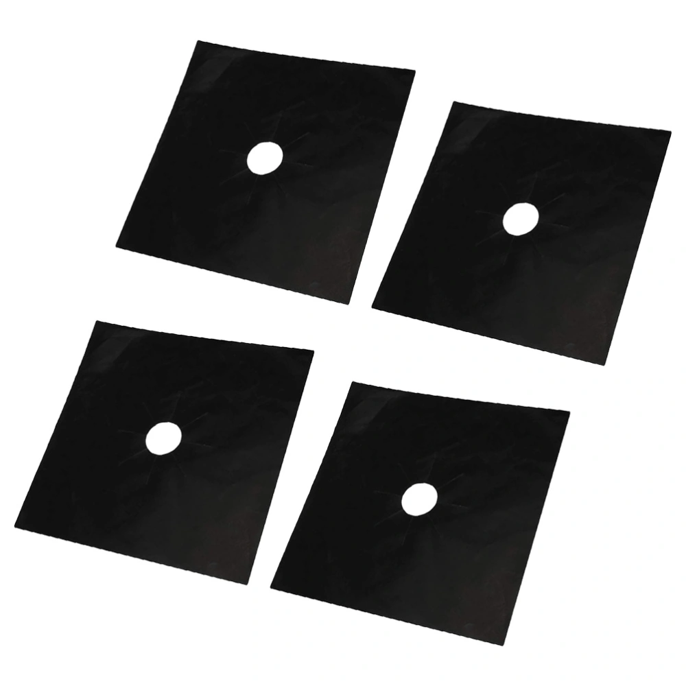 4 Pcs 0.12mm Pratical Stove Burner Covers Heat Resistant Gas Range Protector PTFE Reusable Hob Stovetop Liners Clean Mat Pad (Black)