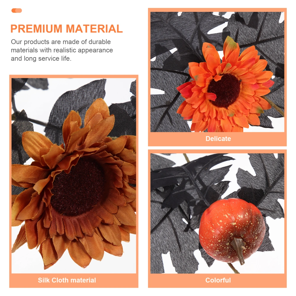 3Pcs Simulation Sunflower and Pumpkin Branches Halloween Decors Halloween DIY Accessories