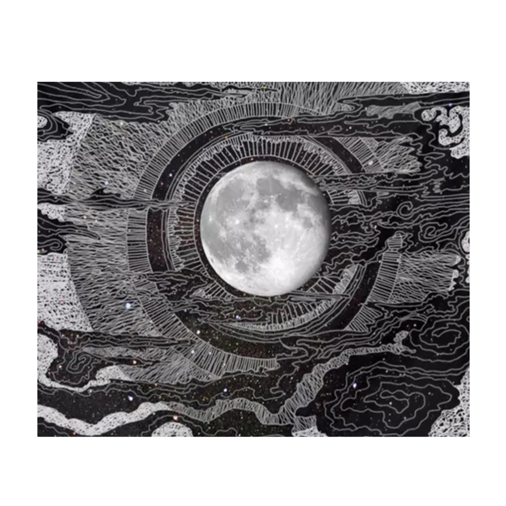 1PC Creative Printed Tapestry Wall Background Cloth Decor Polyester Bathroom Tapestry Wall Hanging Cartpet Decor for Home (Dark Grey)