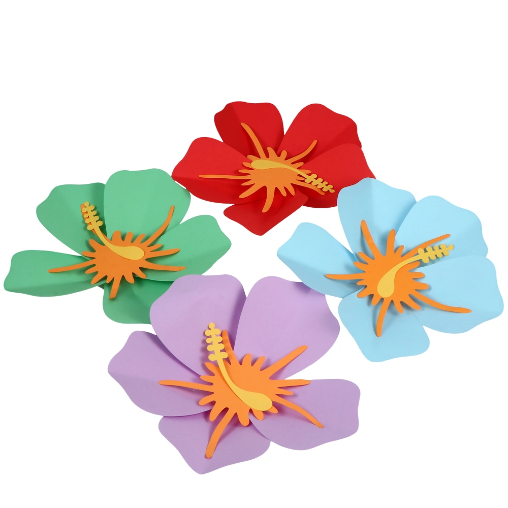 4pcs Paper Flowers Wall Decor Paper Wall Flowers (Red, Blue, Green, Purple)