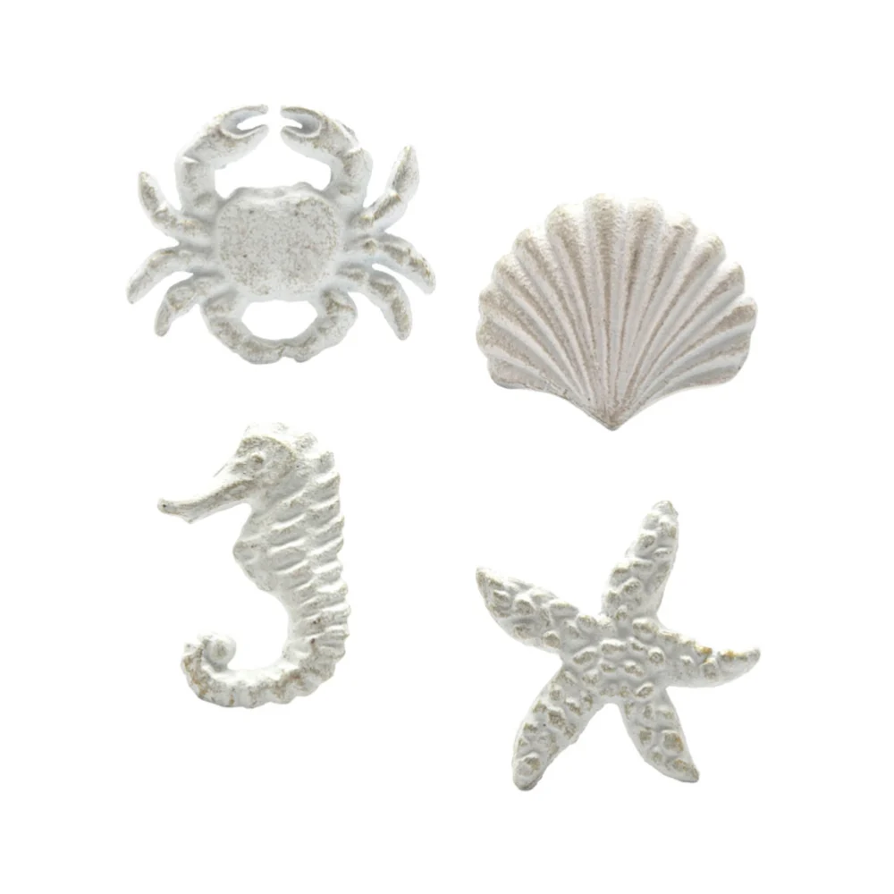 4pcs Marine Animal Door Handle Sea Theme Cabinet Handle Children's Room Door Handle (White)