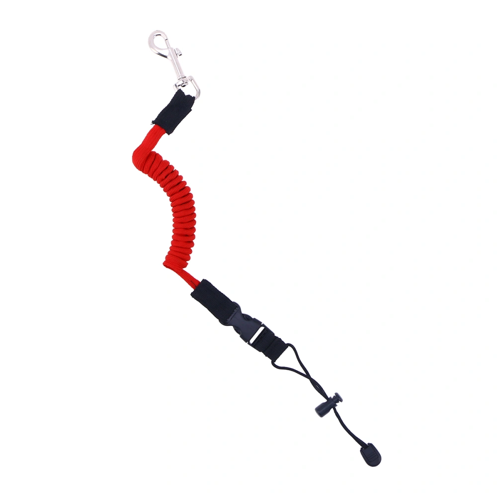 Elastic Paddle Leash Fishing Rod Safety Cord Tether Hook for Kayak Canoe Boat Extended to 155CM (Red)