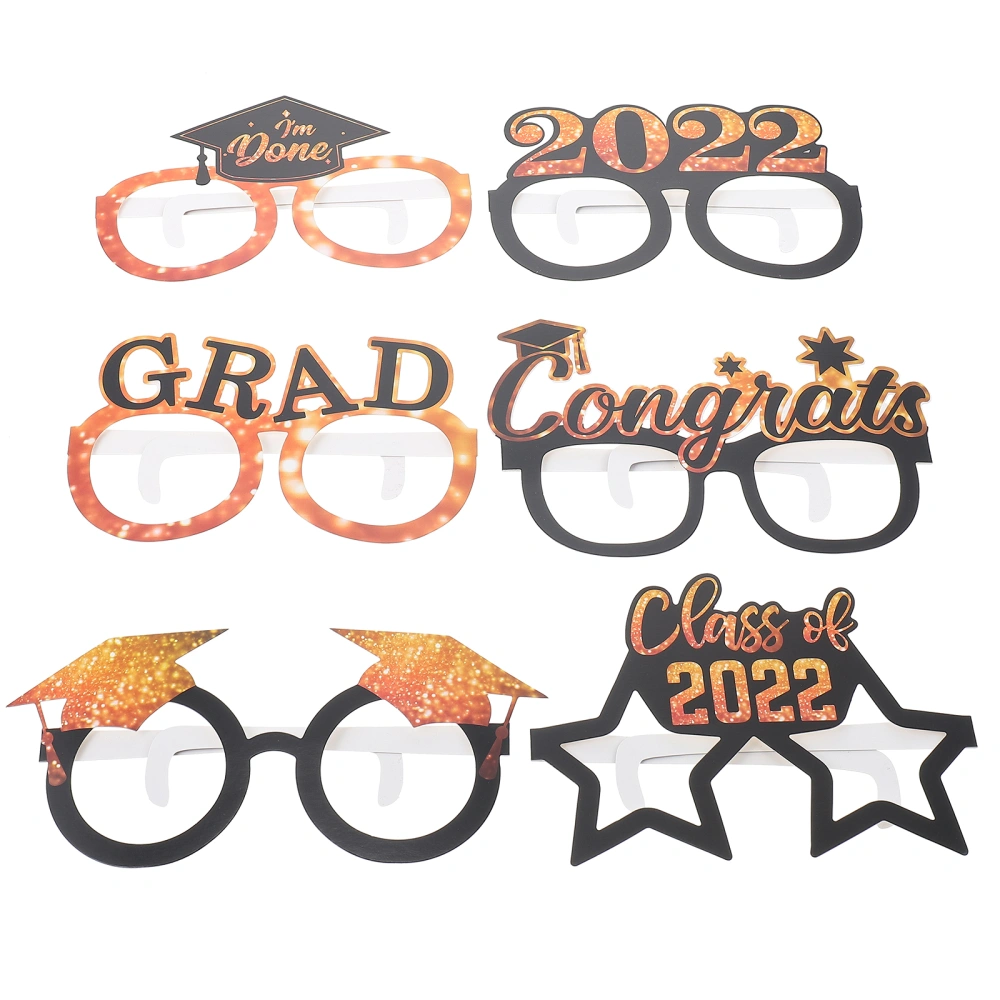 6 Pcs 2022 Graduation Season Paper Glasses Graduation Party Photo Props