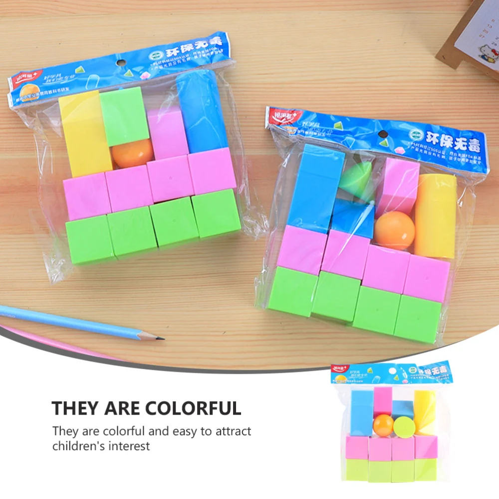 1 Set of Geometrical Blocks Math Learning Toy Teaching Props (Random Color)