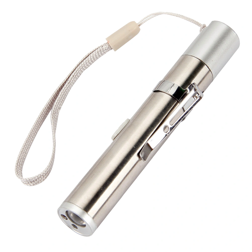 USB LED Stainless Steel Charging Pupil Flashlight  Counterfeit Lamp 3 In 1 Multi Function Flashlight(Silver)