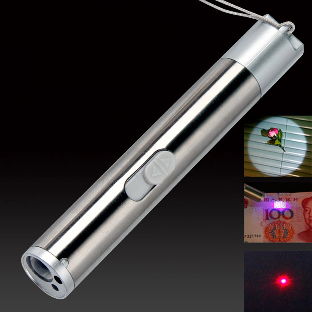 USB LED Stainless Steel Charging Pupil Flashlight  Counterfeit Lamp 3 In 1 Multi Function Flashlight(Silver)