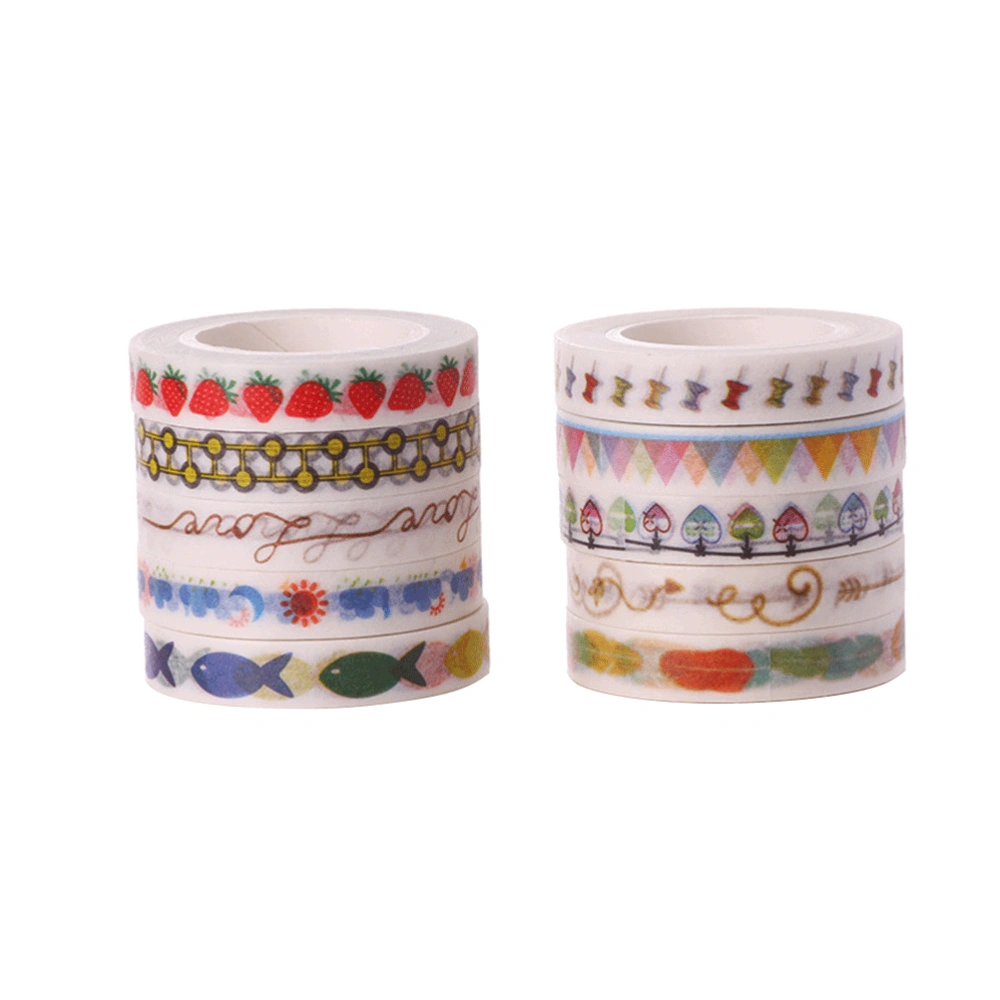 10pcs Cutting Line Paper Tapes DIY Craft Decorative Tape Creative Separation Line Tape (Mixed Style)