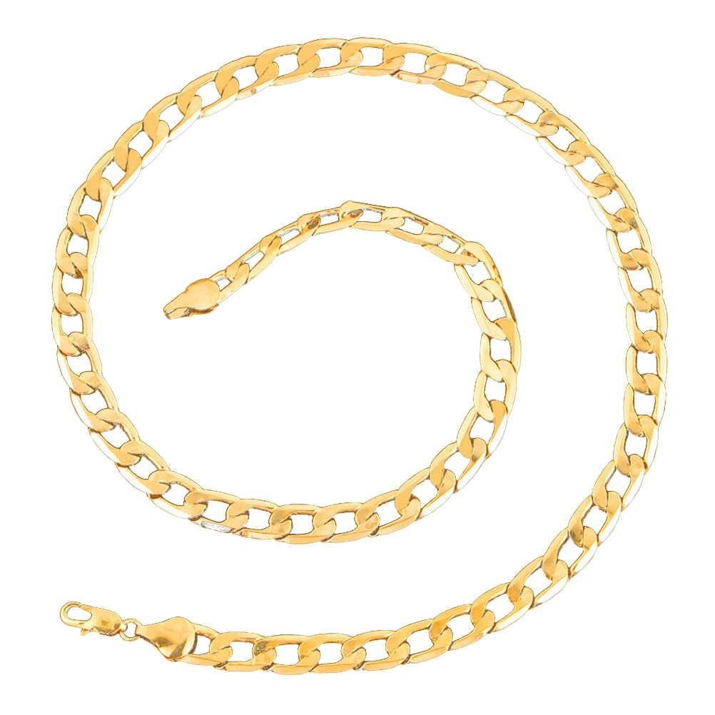 24 Inch Men Chain Hip Hop Necklace Punk Style Jewelry 18K Gold Plated Link Chain 6mm