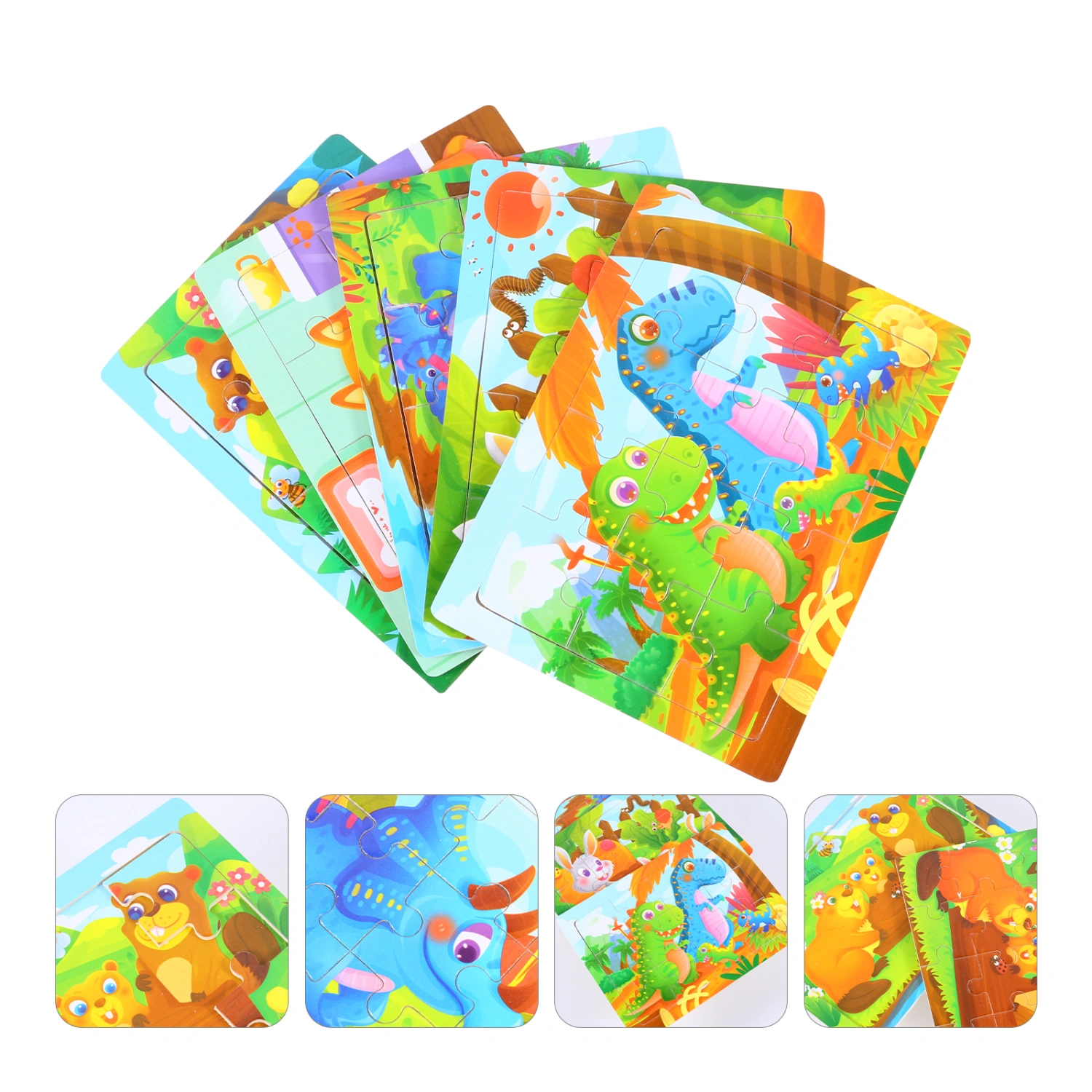 5pcs Wooden Puzzles Animal Jigsaw Puzzles Preschool Learning Educational Toys