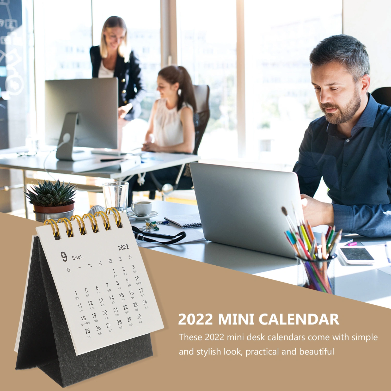 2PCS Simple Mini 2022 Desk Calendar Desktop 2022 Mini Calendar Coil Calendar Book
