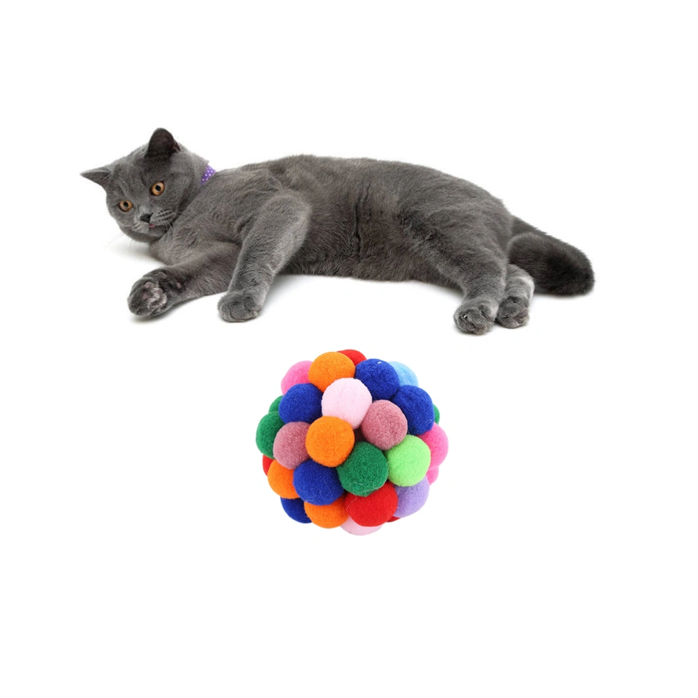 Bell Toys Bouncy Ball for Cats Colorful Plastic Bell Balls Pounce Chase Ball Toys (Random Color)