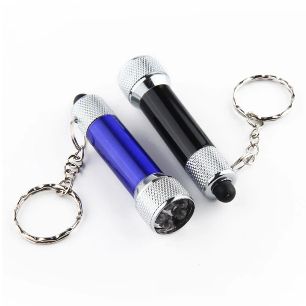 8pcs Ultra Bright Flashlights Aluminium Alloy Keychain Flashlight Mini Portable LED Torch for Camping Hiking (Random Color)