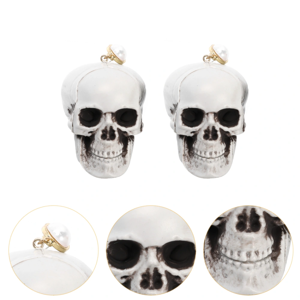 2Pcs Skull Skeleton Earrings Halloween Jewelry Fashion Clothing Accessory