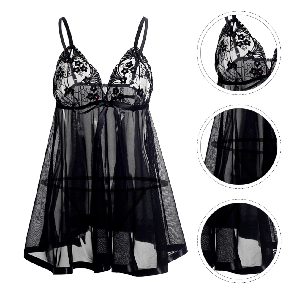 2pcs Sexy Underwear Lace Lingerie Erotic Sleepwear  Lace Dress Sheer Night Dress