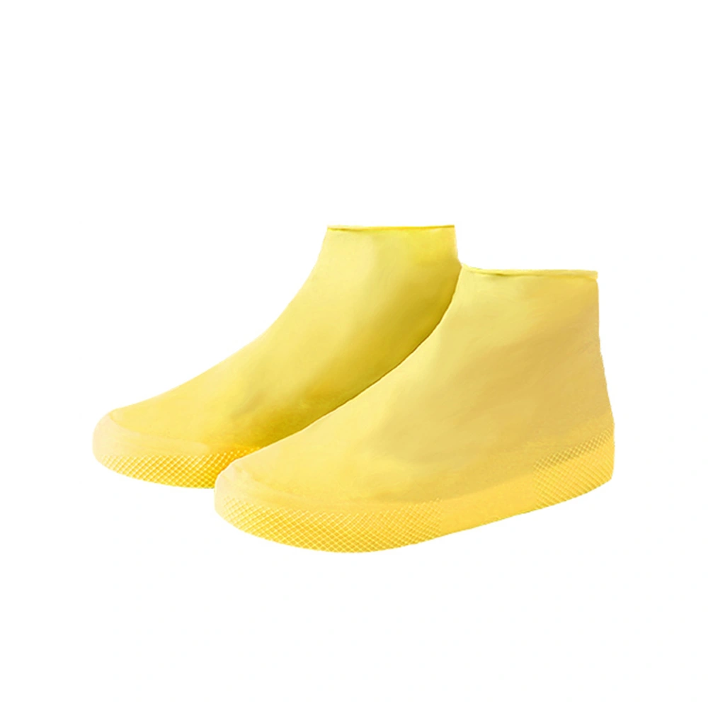 Unisex Waterproof Disposable Elastic Latex Boot Cover Rain Snow Non-slip Shoe Covers - Size M(Yellow)