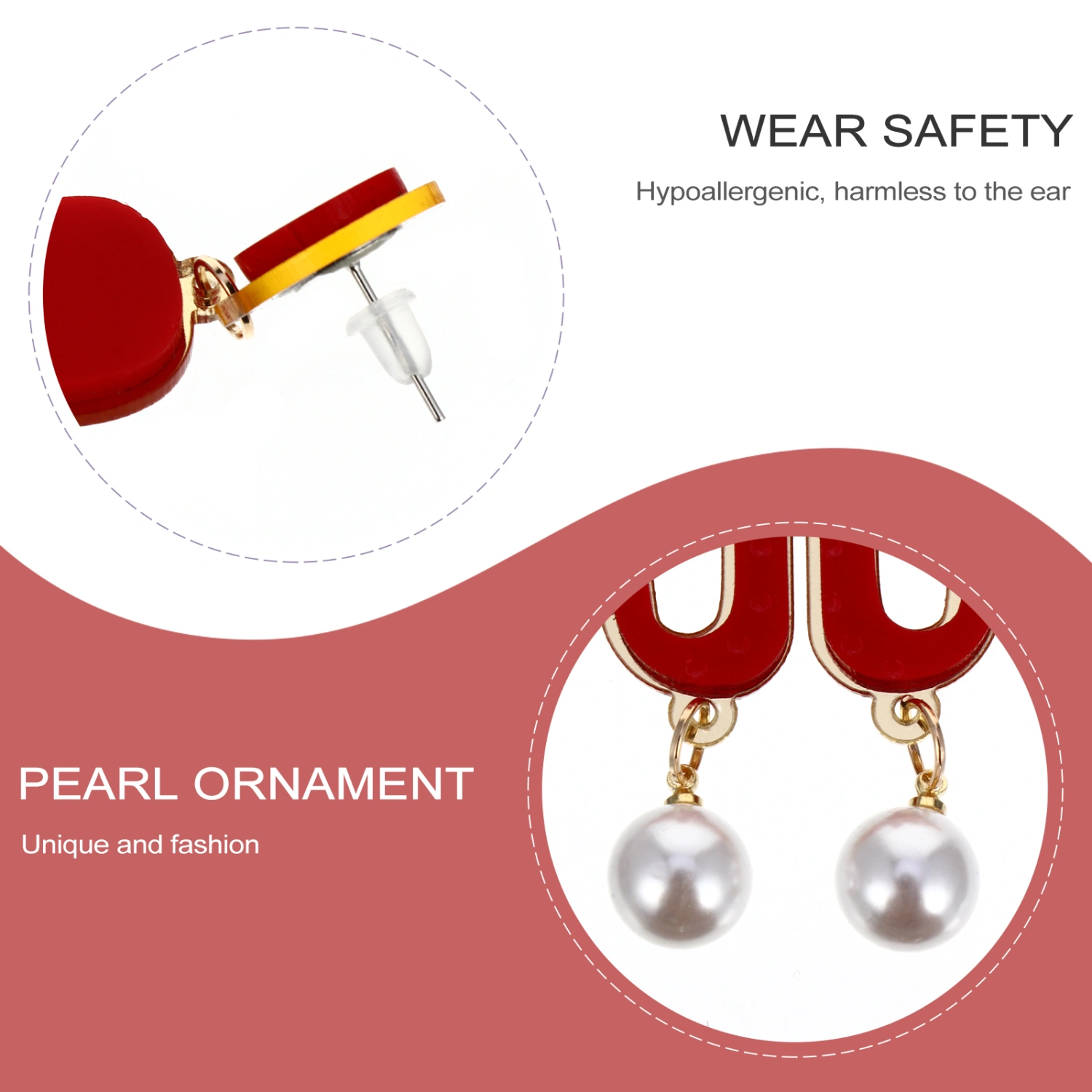 1 Pair Funny Pearl Ear Rings Ocean Theme Animal Ear Jewelries Dangle Drops