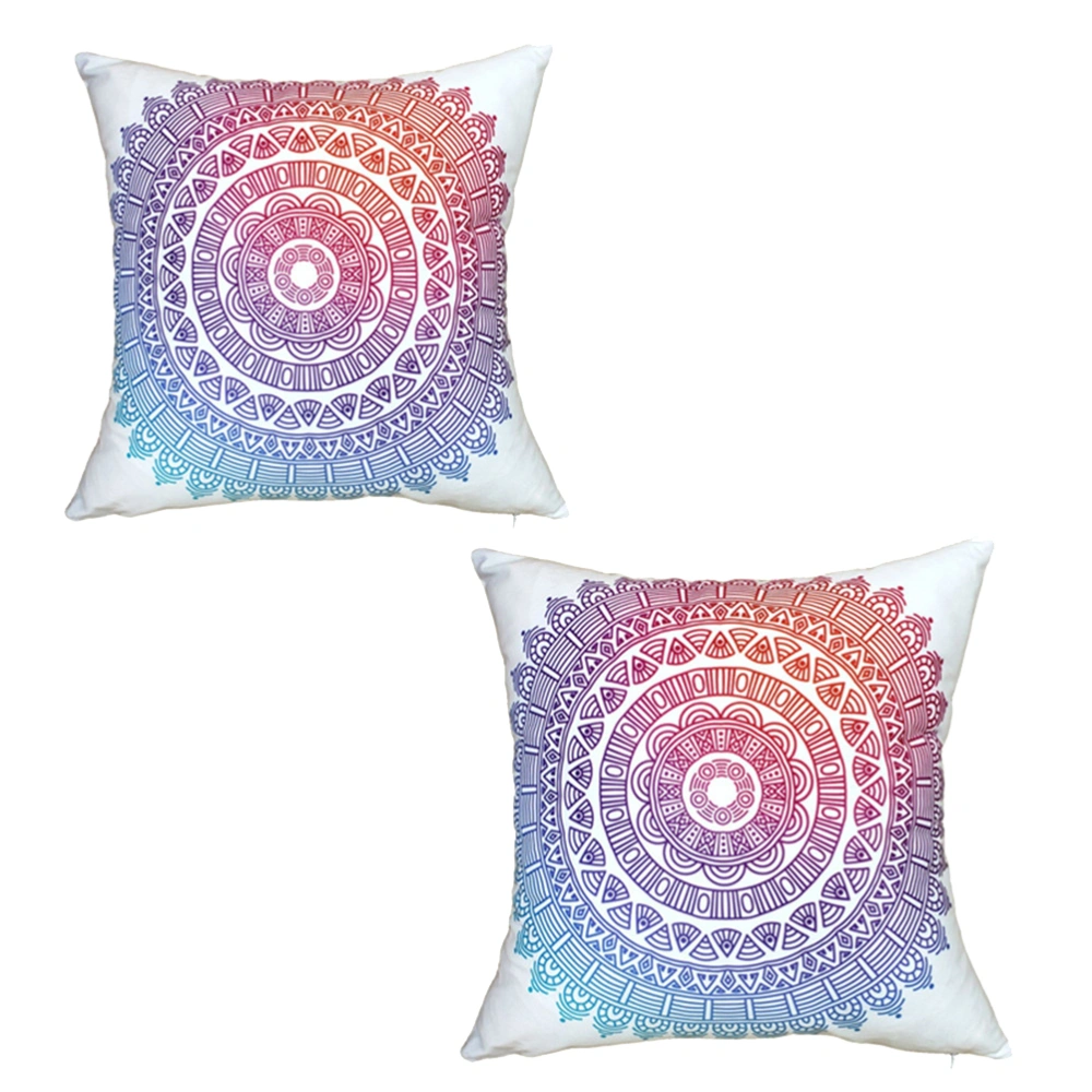 2 Pcs Gradient Mandala Pattern Pillow Covers Cotton and Linen Pillow Cases Cushion Protectors Home Decorations without Pillow Core