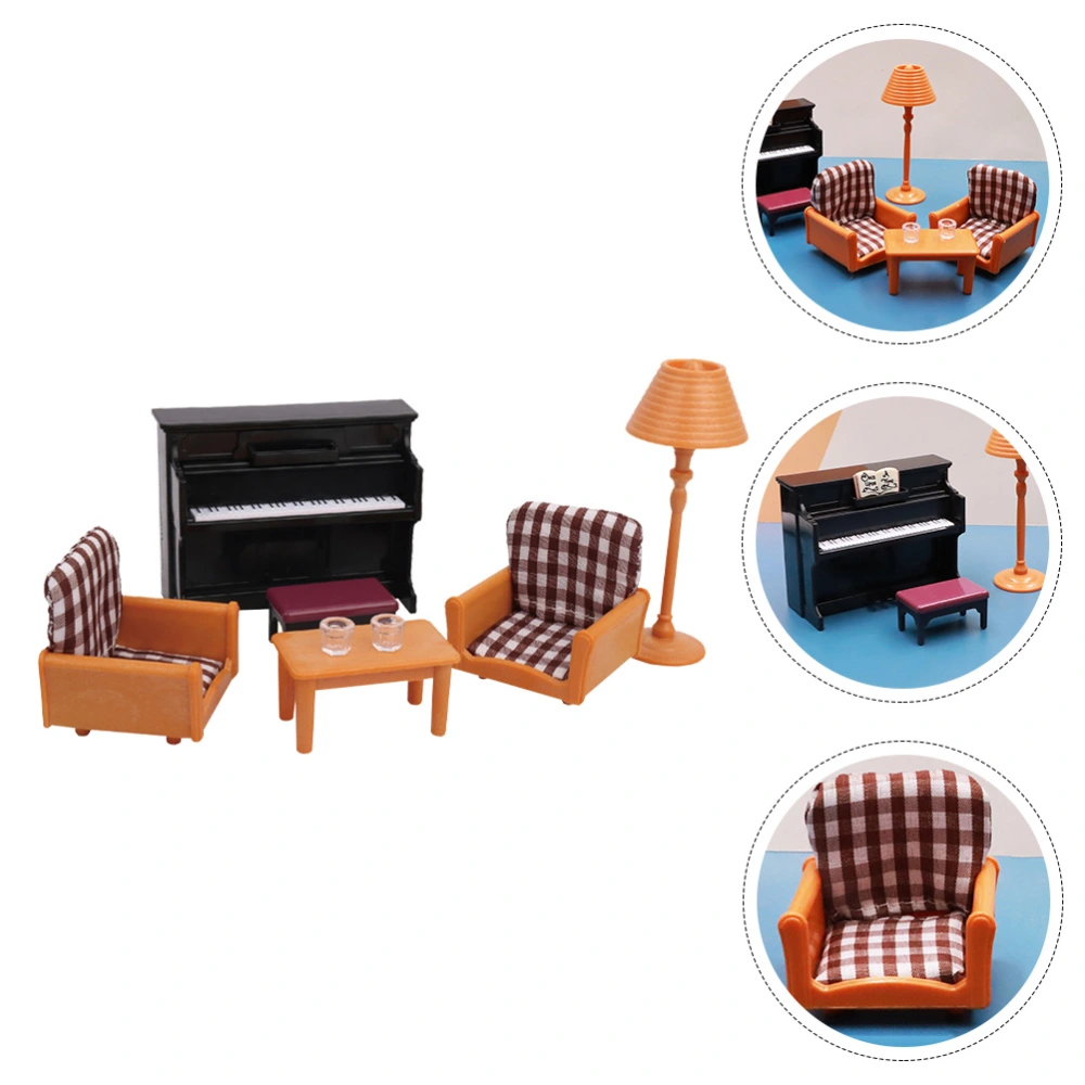 1 Set of Mini Furniture Modeling Figurine Simulated Piano Sofa Adornment Kids Playing House Toys