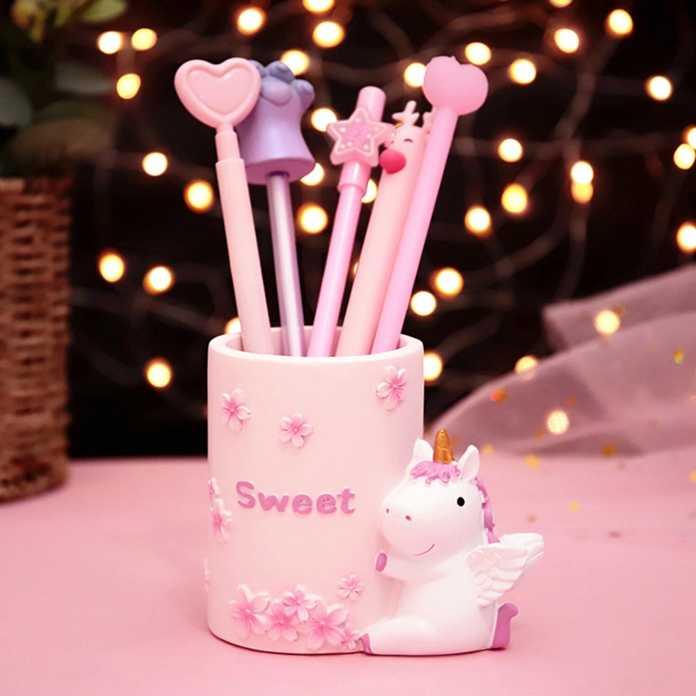 Sakura Unicorn Pen Holder Adorable Pen Container Cartoon Stationery Organizer Practical Desktop Decoration (Pink)