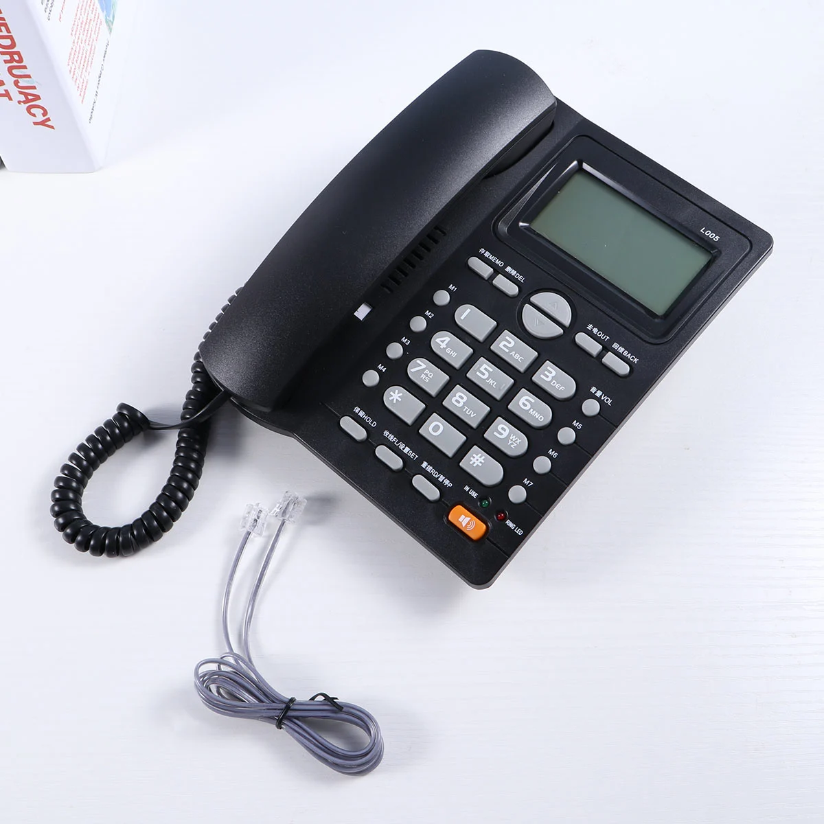 Multifunction Landline Telephone Simple Double Nip Caller Identification Landline Telephone for Home Office Store (Black)
