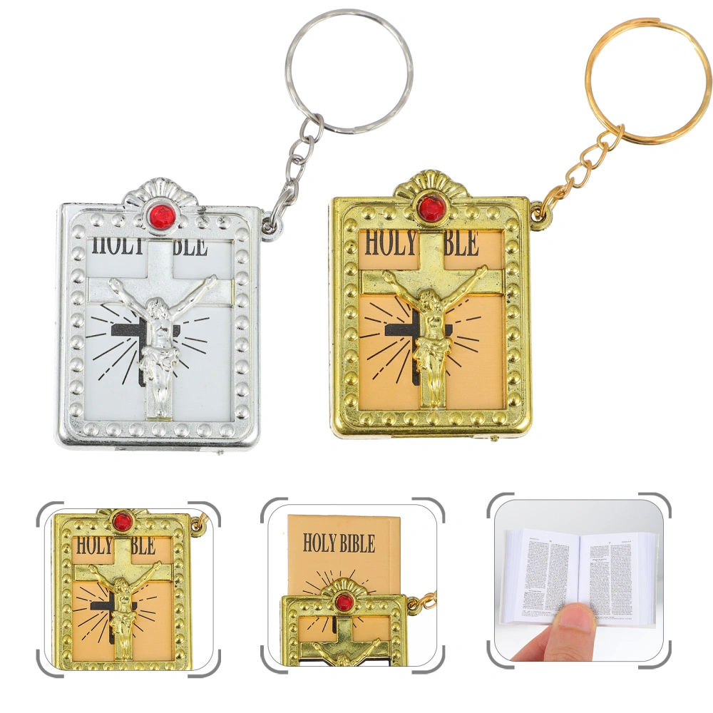 6pcs Bible Cross Keychain Creative Bag Pendant Key Ring Key Holder Gift