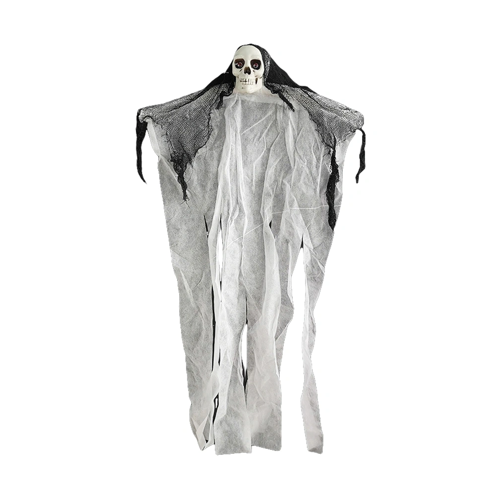 Halloween Creepy Scary Hanging Skull Skeleton Ghost Halloween Home Garden Yard Bar Decorations Party Supplies Haunted House Props (White)