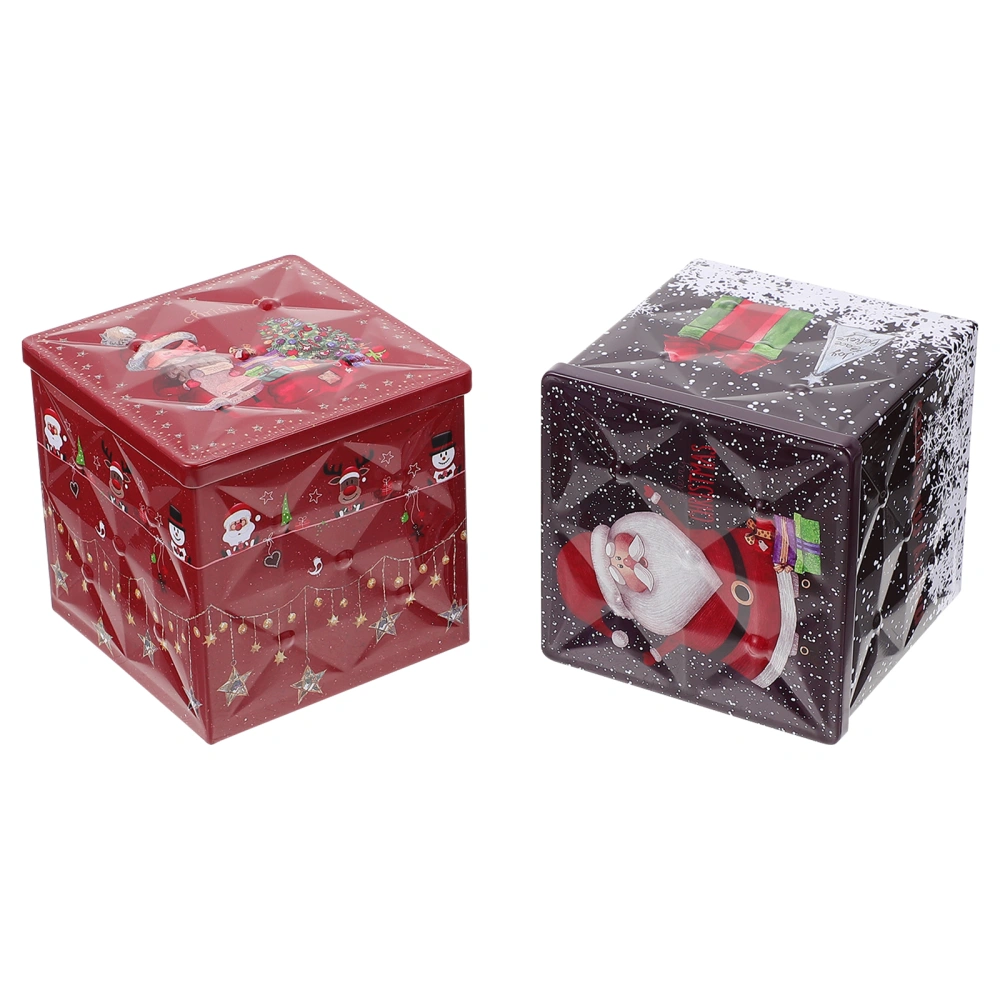 2Pcs Creative Packing Boxes Lovely Candy Boxes Gift Iron Boxes for Christmas