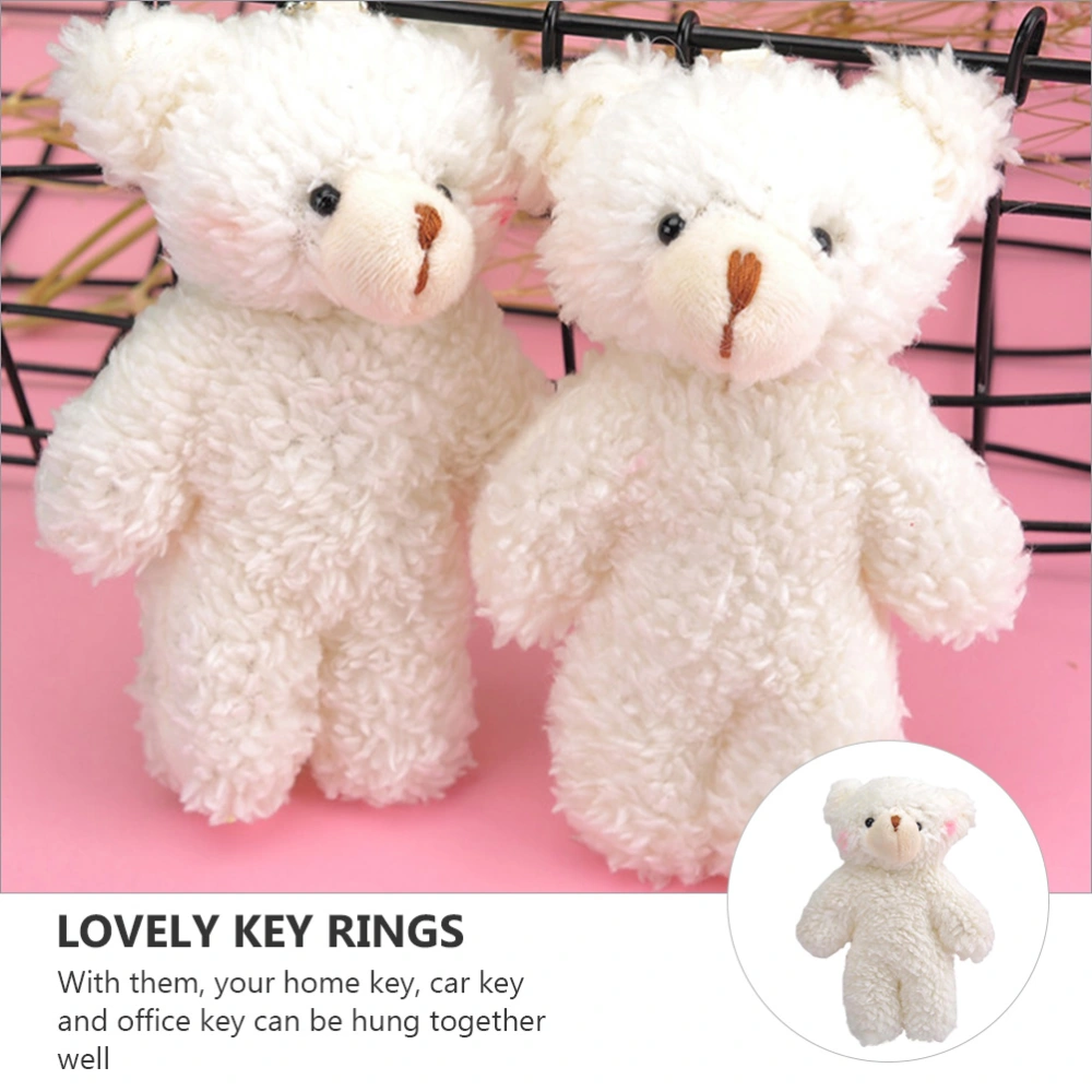 3pcs Pearl Plush Bear Lovely Plush Key Chains Toy Bag Pendants (White)