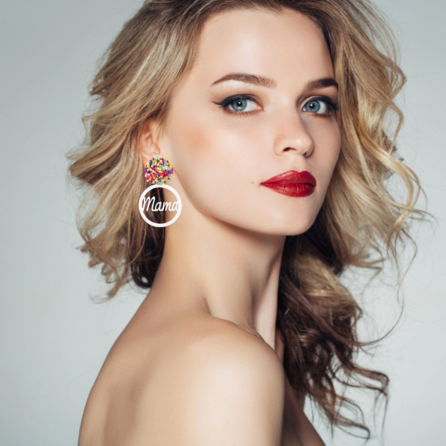 1 Pair Mother's Day MAMA Ear Studs Fashion Rice Beads Ear Studs Lady Jewelries