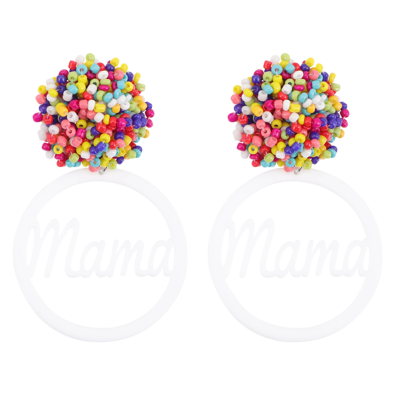 1 Pair Mother's Day MAMA Ear Studs Fashion Rice Beads Ear Studs Lady Jewelries