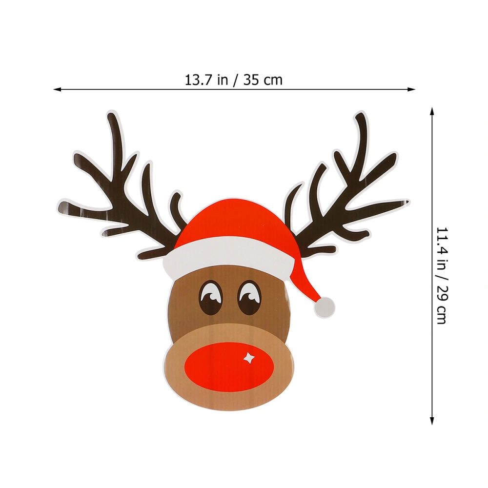 1Pc Plastic Christmas Billboard Creative Scene Road Sign (Deer Head, Brown)