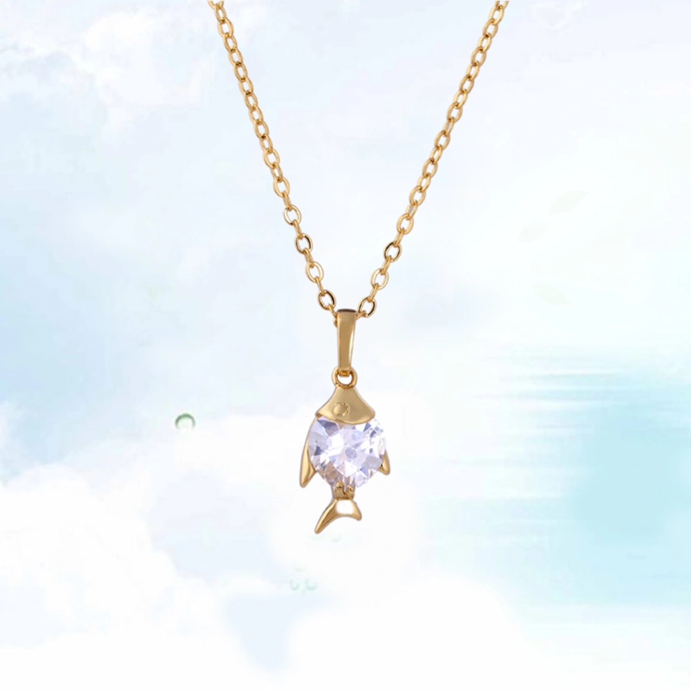 Romantic Fish Shape Pendant Necklace Women Jewelry Zircon Crystal Necklace (D0458)