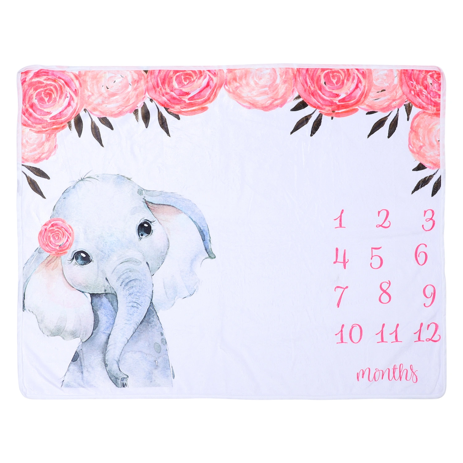 Baby Milestone Blanket Flannel Animal Blanket Photography Prop for Boys Girls