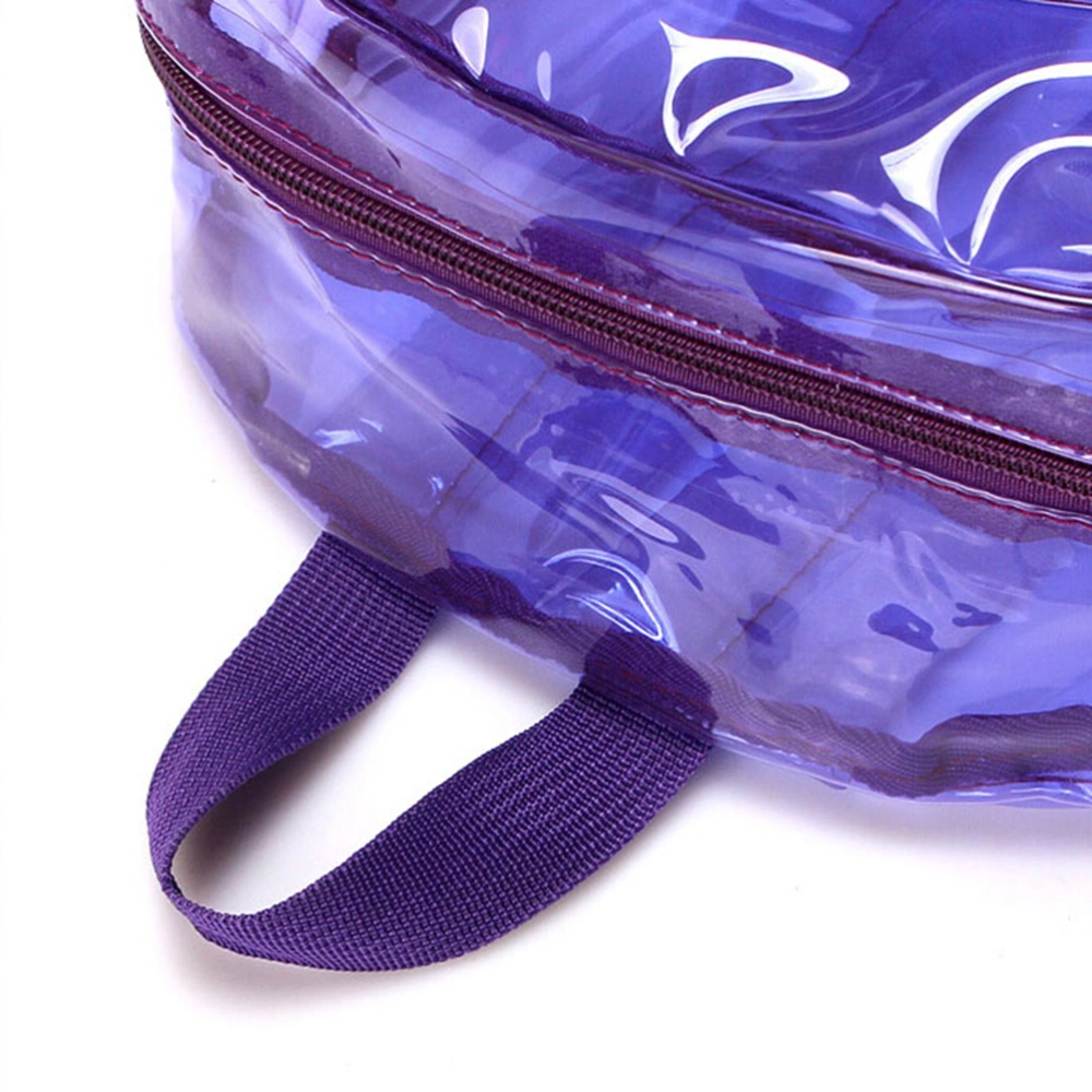 Transparent Backpack School Shoulder Bag Candy Color Satchel for Kids (Fluorescent Purple)