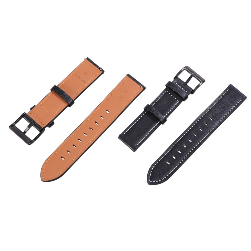 1PC Leather Watchstrap Wristband Watch Band Compatible for Garmin Vivoactive 3/Vivomove HR Black