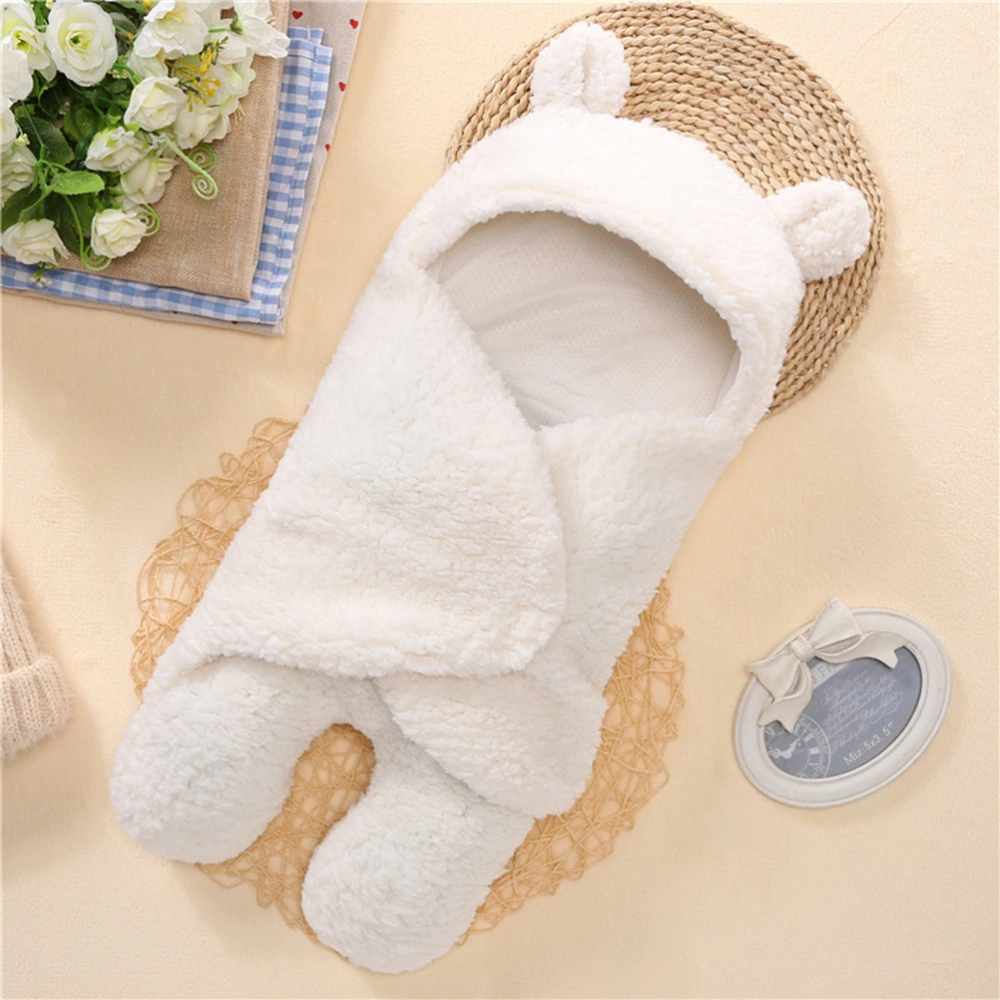 1PC Baby Thicken Warm Sleeping Bag Baby Plush Warm Sleeping Bag Wool for Kids Stroller Use(White)