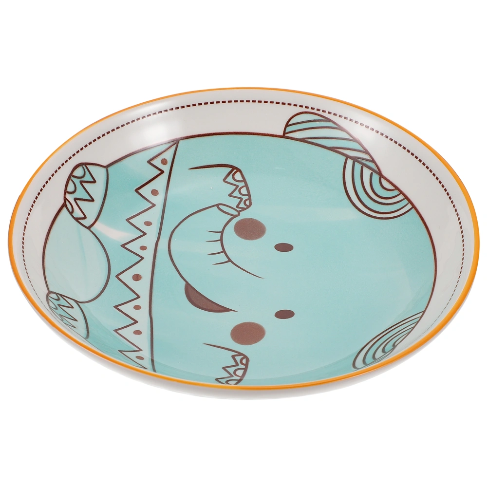 1pc Ceramic Salad Plate Cartoon Dessert Dish Food Plate Round Fruit Plate